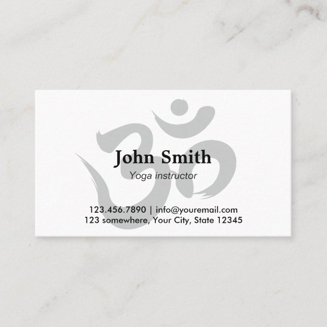 Yoga Instructor Minimalist Om Symbol Plain Business Card (Front)