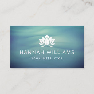 Yoga Instructor Modern Lotus  Blue Business Card