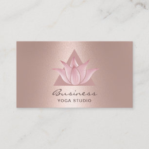 Yoga Instructor Modern Rose Gold Lotus Logo Business Card
