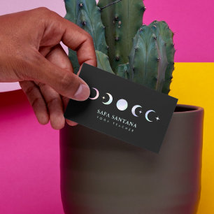 yoga instructor Moon Phases Holographic Business Card