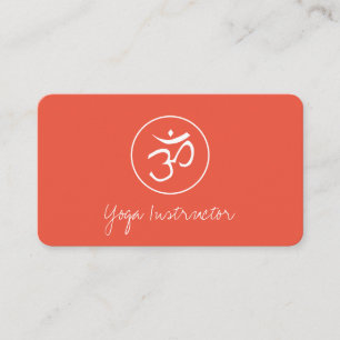 Yoga Instructor Om Symbol Peach Simple Business Card