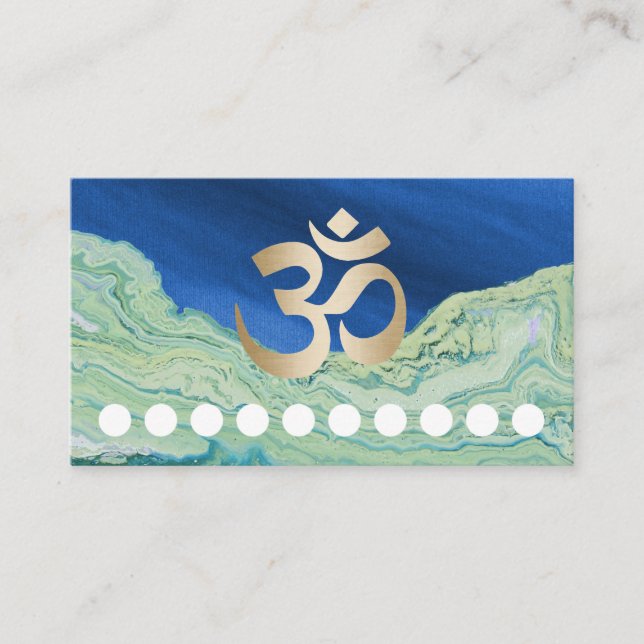 Yoga Instructor Om Symbol Turquoise & Blue Loyalty Card (Front)