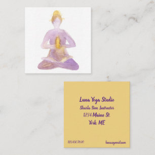 Yoga Instructor Pilates Class Lotus Pose  Square Business Card