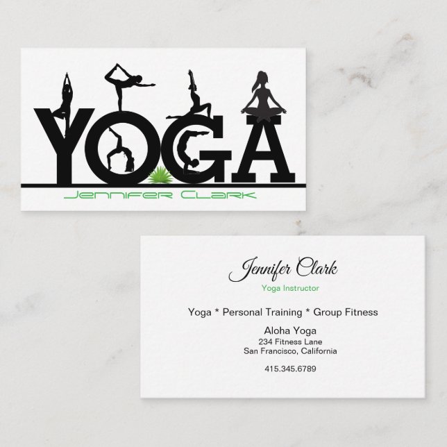 Yoga Instructor & Poses Business Card (Front/Back)