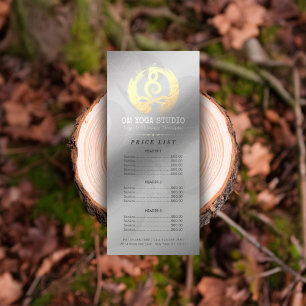 YOGA Instructor Price List Meditation Pose Zen OM Rack Card