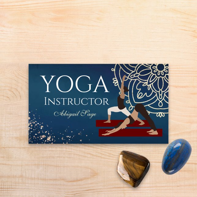 Yoga Instructor Red, Gold and Blue Mandalla  Business Card (Creator Uploaded)