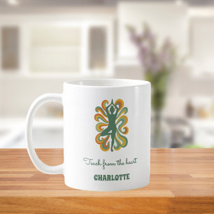 Yoga instructor retro swirls name quote coffee mug