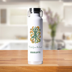Yoga instructor retro swirls name quote water bottle