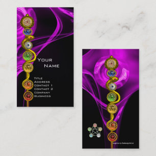YOGA INSTRUCTOR ROD OF ASCLEPIUS,7 CHAKRAS, Pink Business Card