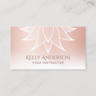 Yoga Instructor Rose Gold Lotus Floral Elegant Business Card