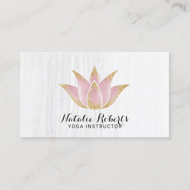 Yoga Instructor Rose Gold Lotus Flower Salon Spa Business Card (Front)