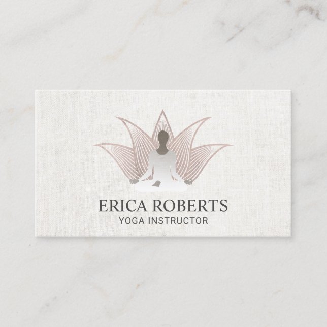 Yoga Instructor Rose Gold Lotus Reiki Spa Business Card (Front)