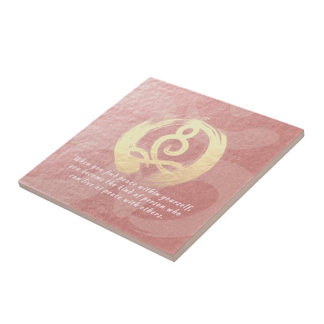Yoga Instructor Rose Gold Meditation Pose Quotes Tile (Side)