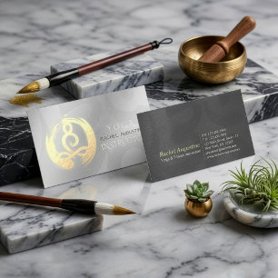 Yoga Instructor Silver Gold Meditation Pose ZEN OM Business Card