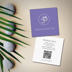 Yoga Instructor Simple Om Symbol Trendy Purple Square Business Card