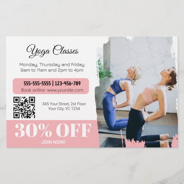  Yoga instructor studio classes Flyer (Front)