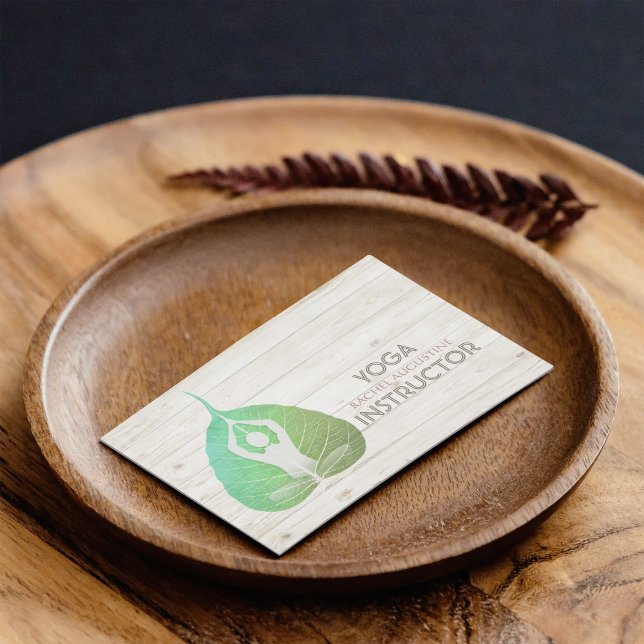 Yoga Instructor Studio Meditation Pose Bodhi Leaf Business Card (Creator Uploaded)