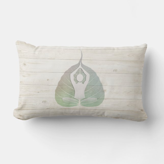 Yoga Instructor Studio Meditation Pose Bodhi Leaf Lumbar Cushion (Front)