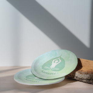 Yoga Instructor Studio Meditation Pose Bodhi Leaf Paper Plate