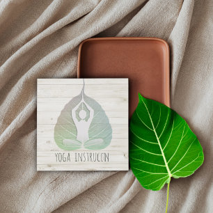 Yoga Instructor Studio Meditation Pose Bodhi Leaf Square Business Card