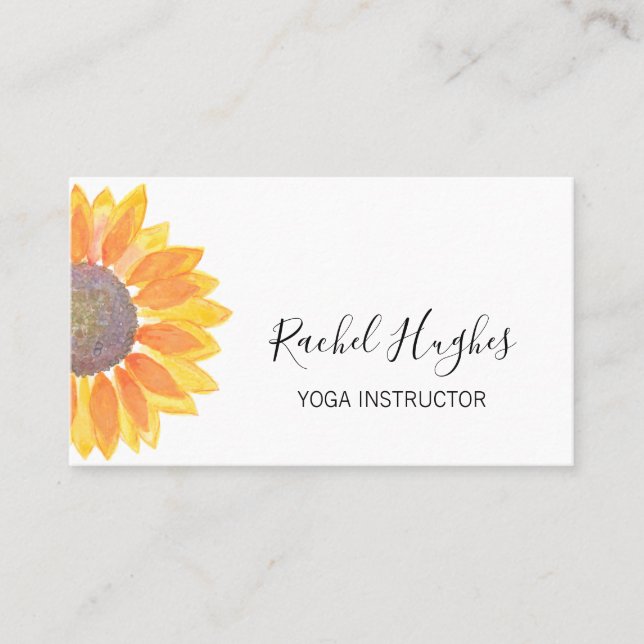 Yoga Instructor Sunflower  Business Card (Front)