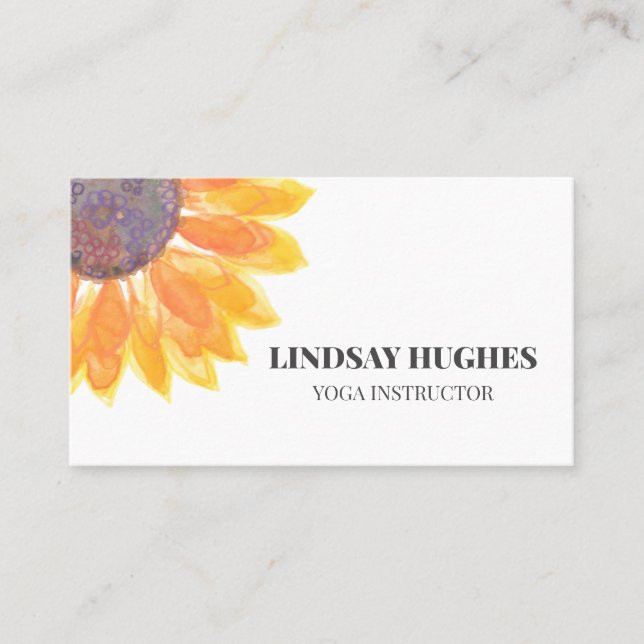 Yoga Instructor Sunflower  Business Card (Front)