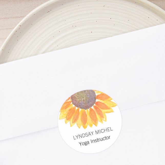 Yoga Instructor Sunflower Classic Round Sticker (Creator Uploaded)