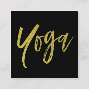 *~* Yoga Instructor Teacher Black Gold Modern Square Business Card