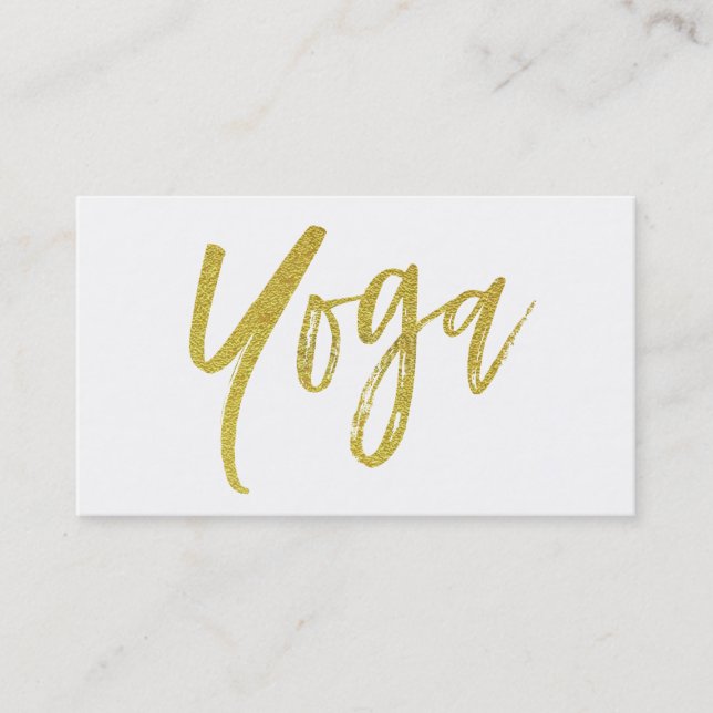 ** Yoga Instructor Teacher Gold White Modern Business Card (Front)