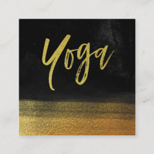 *~* Yoga Instructor Teacher Modern Black Gold Square Business Card