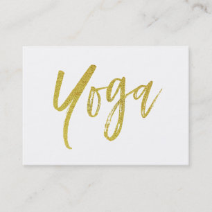 *~* Yoga Instructor Teacher Modern Gold White Business Card