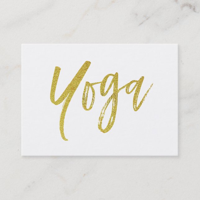 *~* Yoga Instructor Teacher Modern Gold White Business Card (Front)