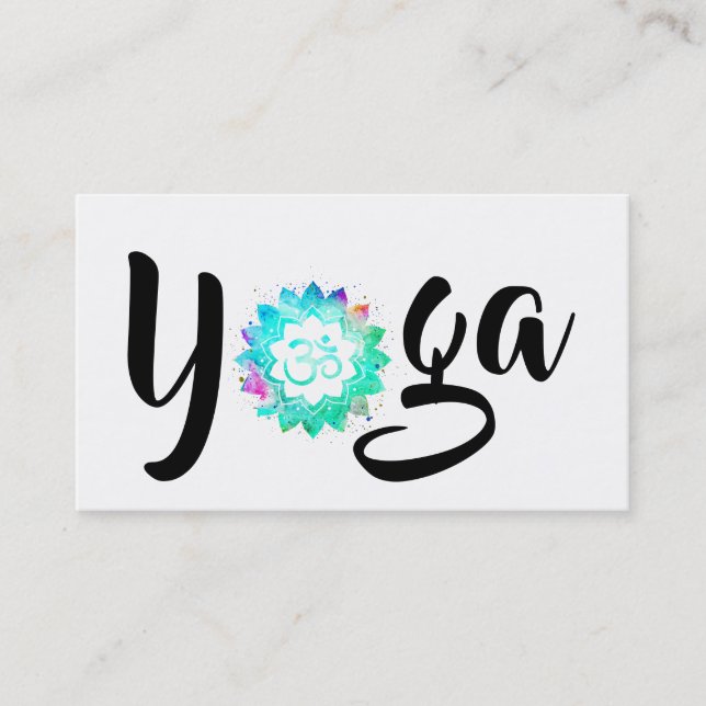 *~* Yoga Instructor Teacher OM  Aum  Lotus Mandala Business Card (Front)