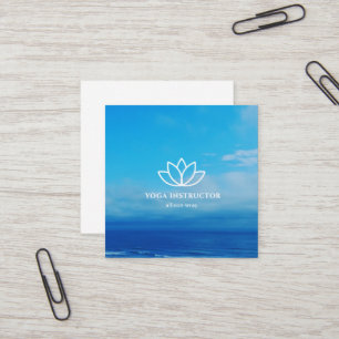 Yoga Instructor Teacher Studio Zen Lotus Flower Square Business Card