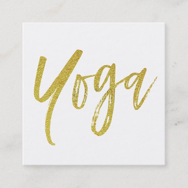 *  Yoga Instructor Teacher White Gold Modern Square Business Card (Front)
