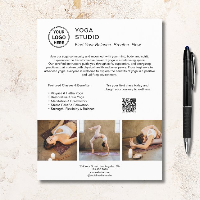 Yoga Instructor Teacher White Promotional Business Flyer (Yoga Instructor Teacher White Promotional Business Flyer)