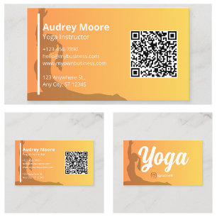 Yoga Instructor Templates QR Code Business Card