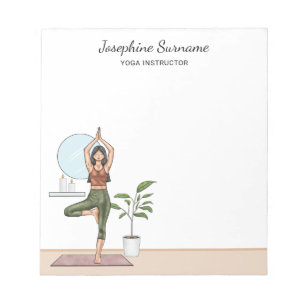 Yoga Instructor Tree Pose Workout Fitness Woman Notepad