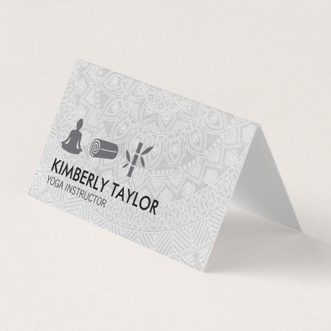 Yoga Instructor Tribal Pattern Meditation Business Card (Front)