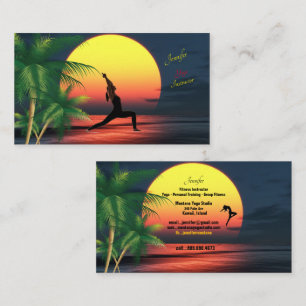 Yoga Instructor Tropical Sunset Palm Trees Aloha  Business Card