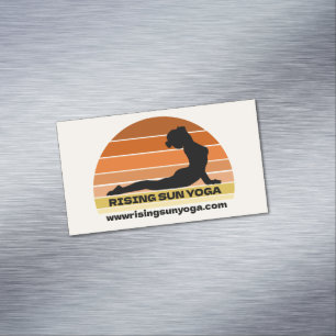 Yoga Instructor Upward Facing Dog Pose Sunrise Magnetic Business Card