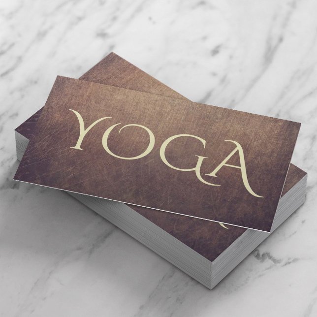 Yoga Instructor Vintage Gold & Leather Business Card (Creator Uploaded)