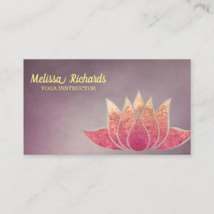 Yoga Instructor Vintage Lotus Flower Business Card