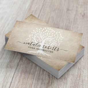 Yoga Instructor Vintage Tree Wellness Spa Business Card