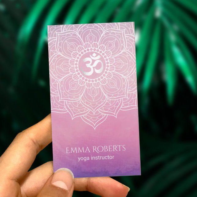 Yoga Instructor Watercolor Lotus Mandala Namaste Business Card (Creator Uploaded)