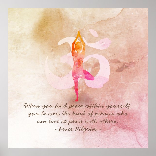 YOGA Instructor Watercolor Meditation Pose Om Sign (Front)