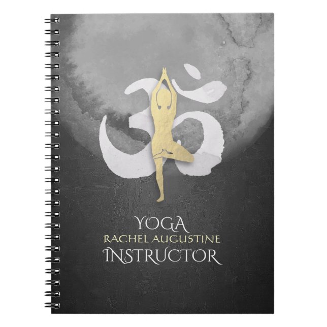 Yoga Instructor Watercolor Meditation Pose OM Sign Notebook (Front)