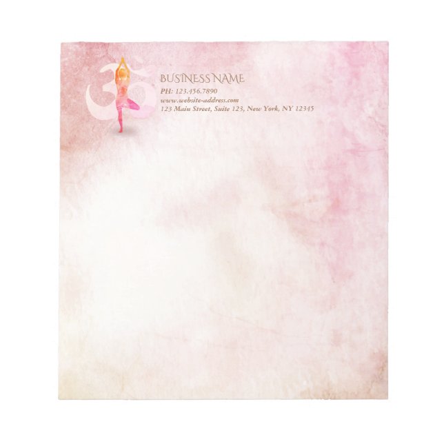 YOGA Instructor Watercolor Meditation Pose Om Sign Notepad (Front)