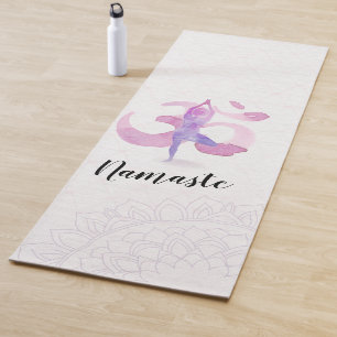 Yoga Instructor Watercolor Meditation Pose Om Sign Yoga Mat