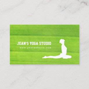 Yoga Instructor Wellness Spa Nature Green Business Card